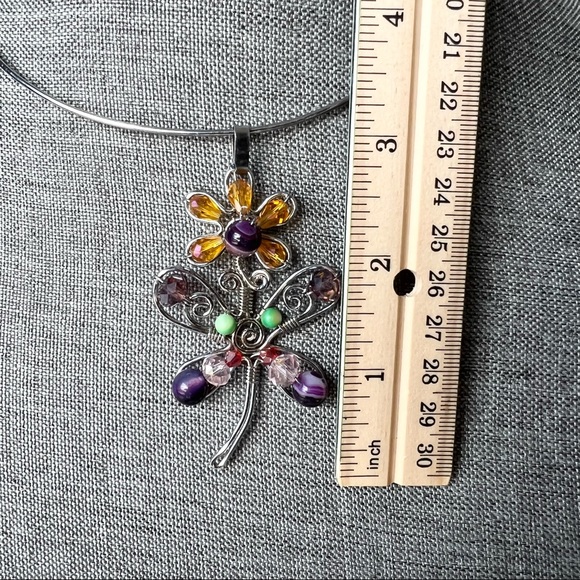 Handcrafted Wire Choker Necklace and Flower Pendant - Picture 3 of 8